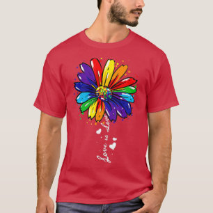 Rainbow Sunflower Love Is Love LGBT Gay Lesbian Pr T-Shirt