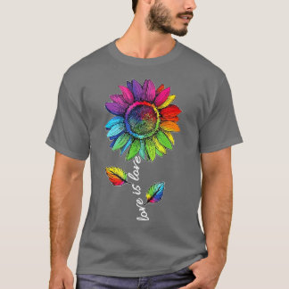 Rainbow Sunflower Love Is Love LGBT Gay Lesbian Pr T-Shirt