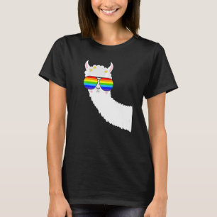 Rainbow Sunglasses LGBTQ Llama Alpaca Boy Girl Kid T-Shirt