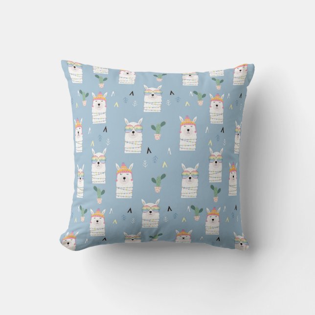 Rainbow Sunglasses Llama Pattern Cushion (Front)