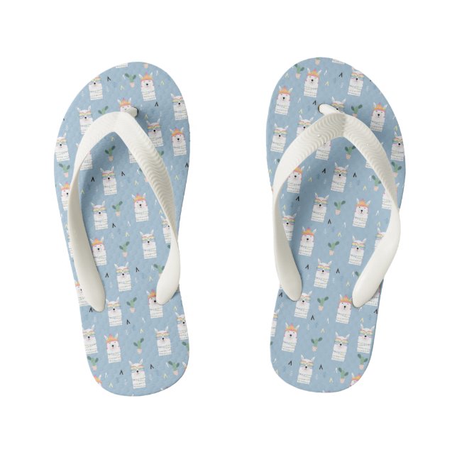 Rainbow Sunglasses Llama Pattern Kid's Jandals (Footbed)