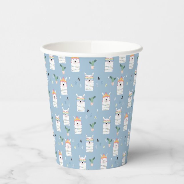 Rainbow Sunglasses Llama Pattern Paper Cups (Left)