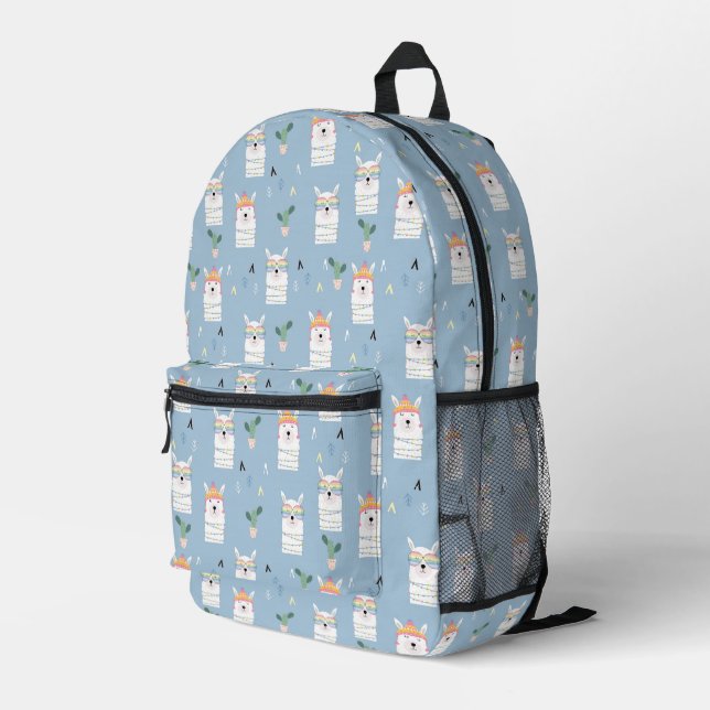 Rainbow Sunglasses Llama Pattern Printed Backpack (Back Corner Right)