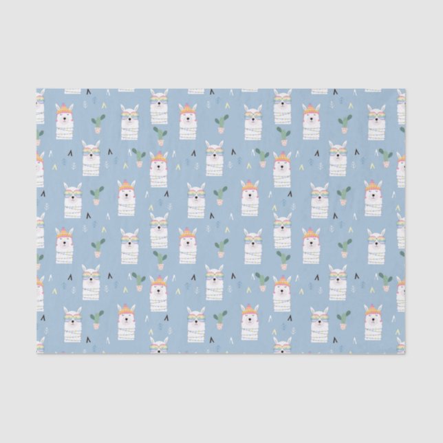 Rainbow Sunglasses Llama Pattern Tissue Paper (Front)