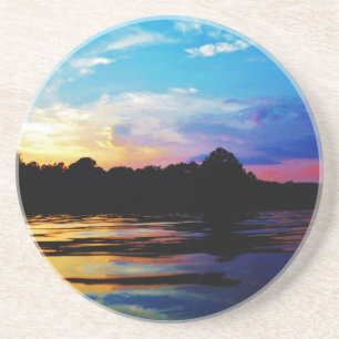 Rainbow sunset on mountain Lake Coaster