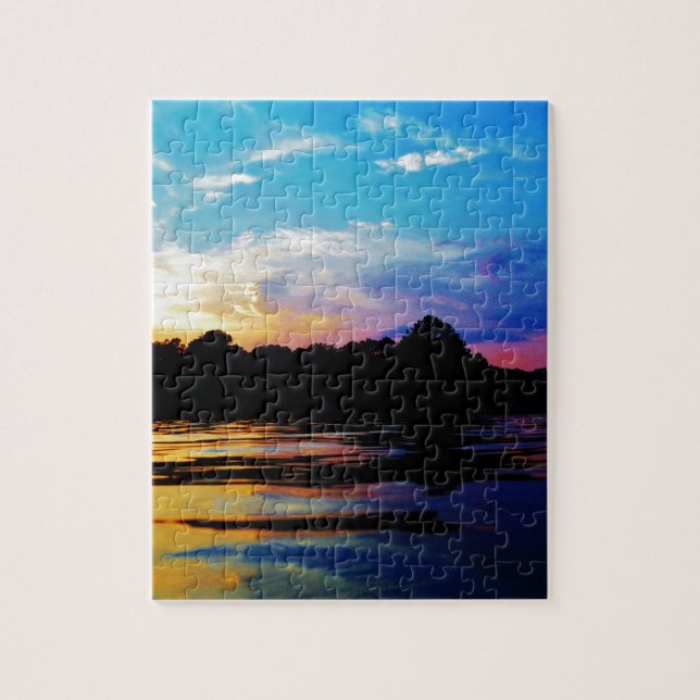 Rainbow sunset on mountain Lake Jigsaw Puzzle (Vertical)