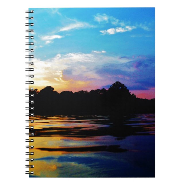 Rainbow sunset on mountain Lake Notebook (Front)