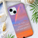 Rainbow Sunset Photo Believe in Magic Quote iPhone 15 Case<br><div class="desc">“Those who don’t believe in magic will never find it.” That’s the message of this motivational photography cell phone case of a rainbow nestled in a blue, pink, and orange softly lit sunset. Makes a great uplifting and inspirational gift! You can easily personalise this cell phone case plus I also...</div>