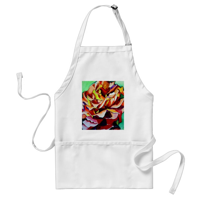 Rainbow Sunset Rose watercolor original art Standard Apron (Front)
