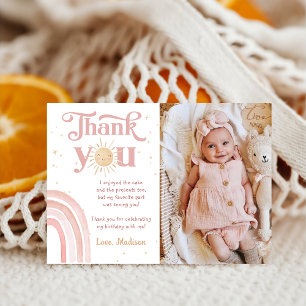 Rainbow Sunshine Birthday Photo Thank You Card
