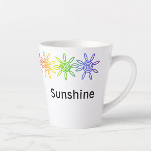 Rainbow Sunshine Border Personalized Latte Mug