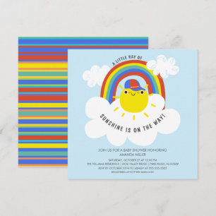 Rainbow Sunshine Boys Baby Shower Invitation
