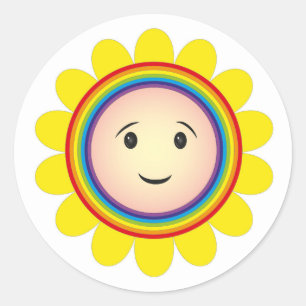 Rainbow sunshine  classic round sticker