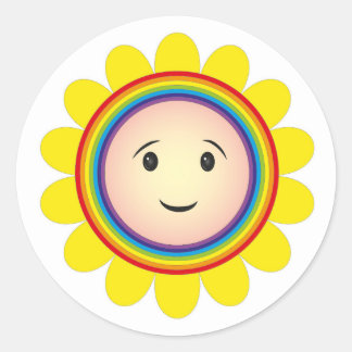 Rainbow sunshine classic round sticker