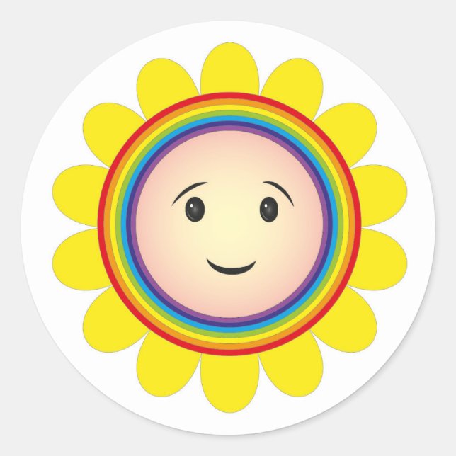Rainbow sunshine  classic round sticker (Front)