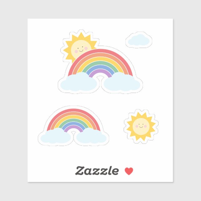 Rainbow Sunshine Custom-Cut Vinyl Sticker (Sheet)