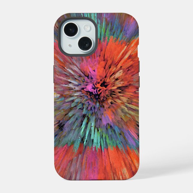 Rainbow Supernova Fractal Art iPhone 15 Case (Back)