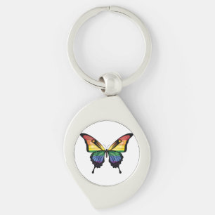 Rainbow Swallowtail Butterfly Flag Key Ring