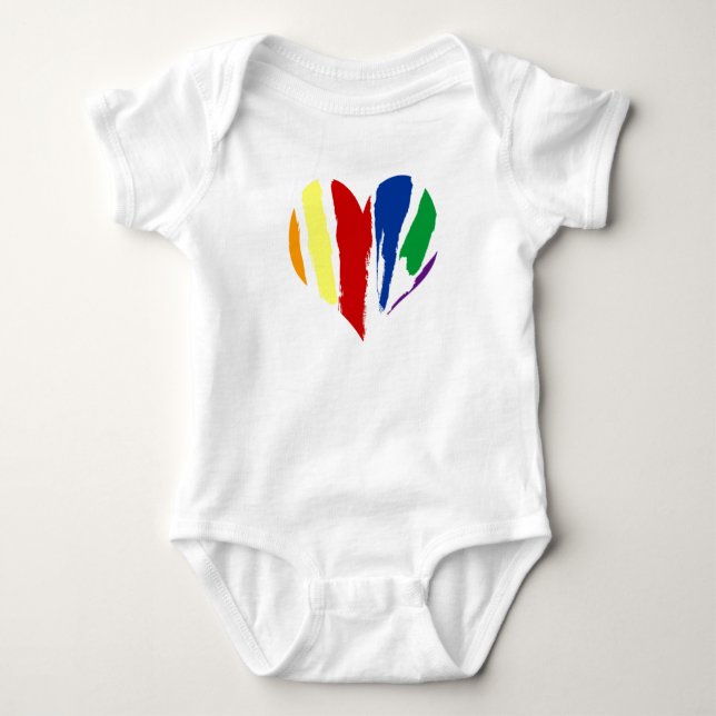 Rainbow Swash Heart Baby Bodysuit (Front)