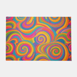 Rainbow Swirl Abstract Vibrant Energy Doormat