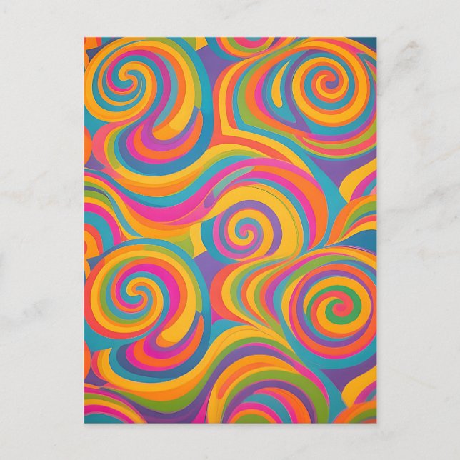 Rainbow Swirl Abstract Vibrant Energy Postcard (Front)
