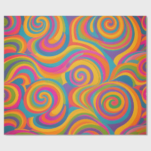 Rainbow Swirl Abstract Vibrant Energy Wrapping Paper