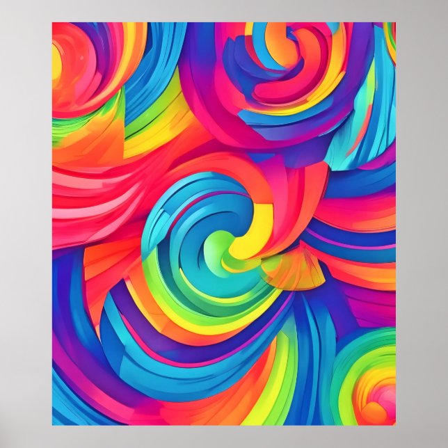 Rainbow Swirl Chaos Design Poster (Front)