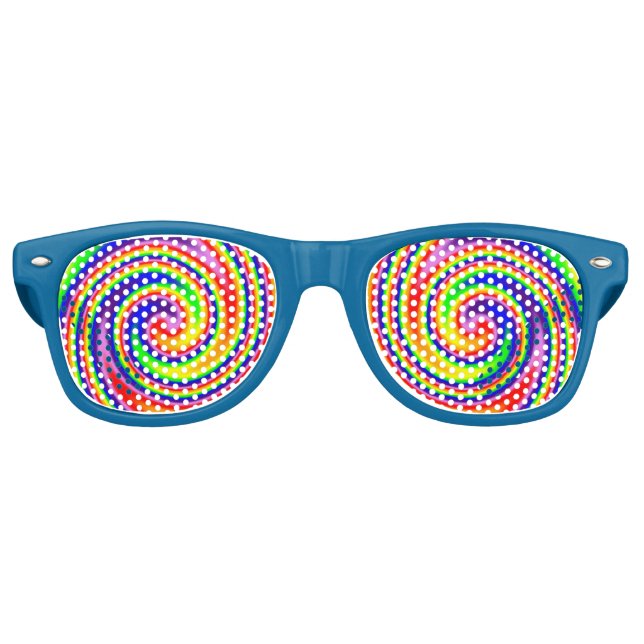 Rainbow Swirl Colourful Cheerful Fun Artistic Retro Sunglasses (Front)