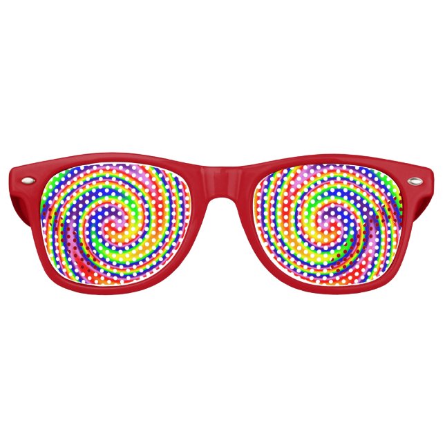 Rainbow Swirl Colourful Cheerful Fun  Retro Sunglasses (Front)