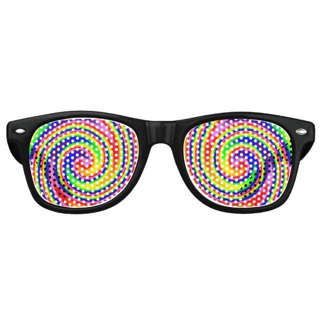 Rainbow Swirl Colourful Cheerful Fun Retro Sunglasses (Front)