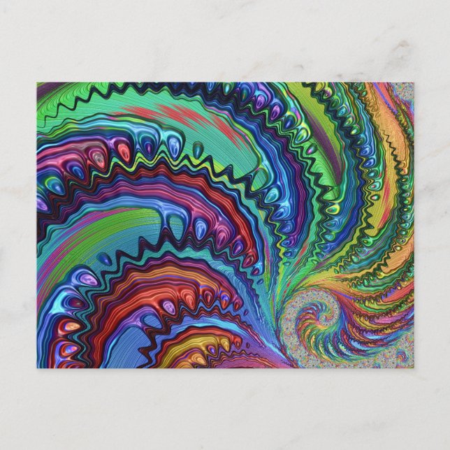 Rainbow Swirl Fractal Postcard (Front)