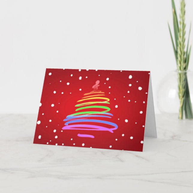 Rainbow Swirl LGBT Christmas Tree Greeting Card (Front)
