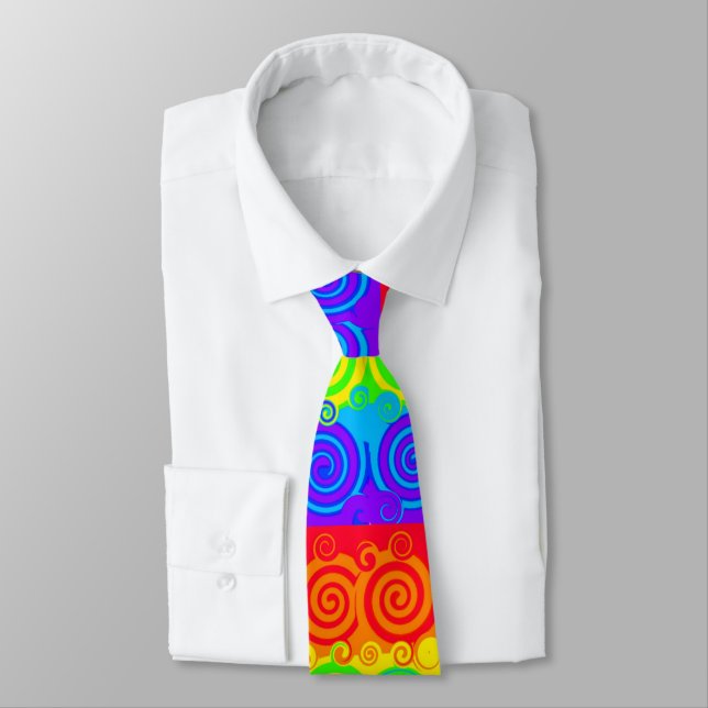 Rainbow Swirl Men's Tie (Tied)