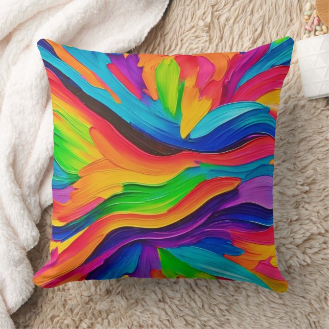Rainbow Swirl Painting Cushion (Blanket)