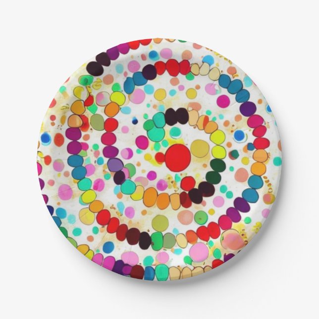 Rainbow Swirl Paper Plate (Front)
