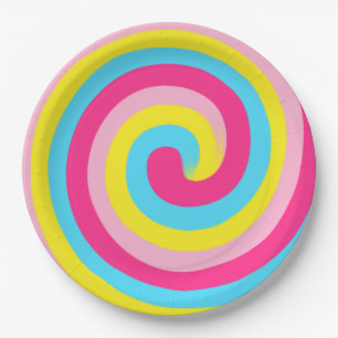 Rainbow Swirl Party Paper Plate