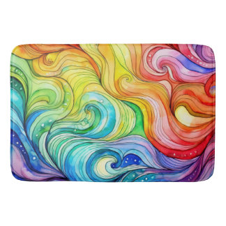 Rainbow Swirl Pattern Bath Mat