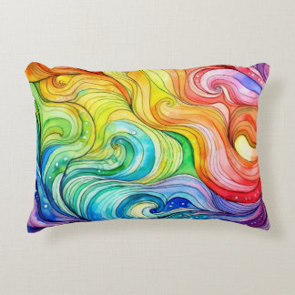 Rainbow Swirl Pattern Decorative Cushion