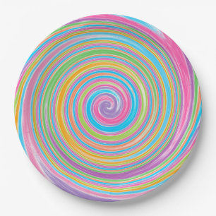 Rainbow swirl pattern  paper plate