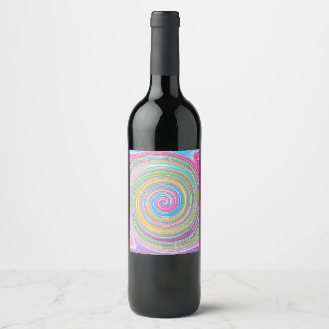 Rainbow swirl pattern  wine label (Front)
