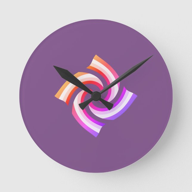 Rainbow Swirl Round Clock (Front)