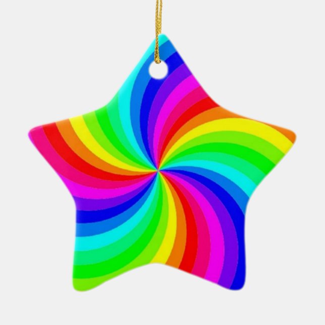 Rainbow Swirl Star Ornament (Front)