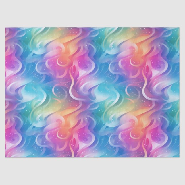 Rainbow Swirl Stardust Decoupage Tissue Paper (Front)