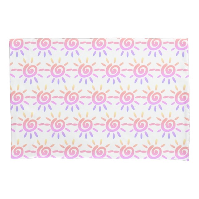 Rainbow Swirl Sun Pastel Pattern Pillow Case (Front)