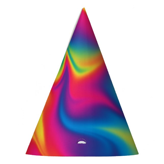 Rainbow Swirl Tie-Dye Birthday Party Hat (Left)