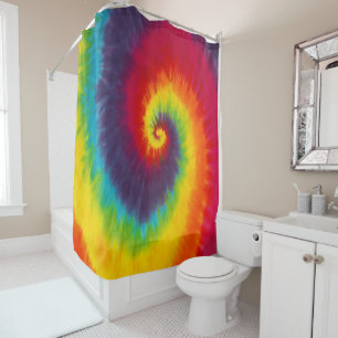 Rainbow Swirl Tie Dye Groovy Cool Colourful Shower Curtain
