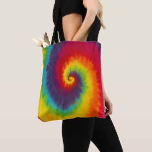 Rainbow Swirl Tie Dye Groovy Cool Colourful Tote Bag