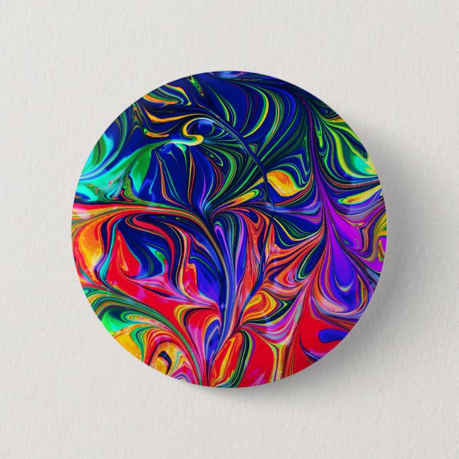Rainbow Swirl Trippy Glow Stick 6 Cm Round Badge (Front)