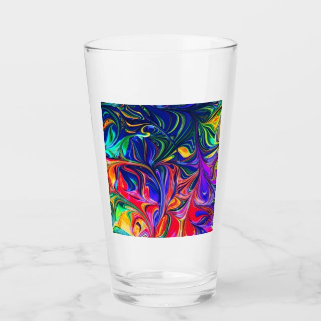 Rainbow Swirl Trippy Glow Stick Glass (Front)