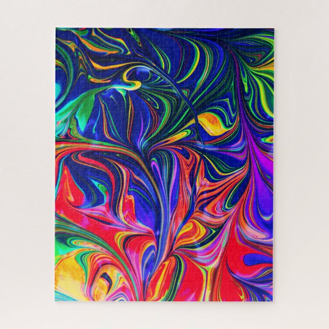 Rainbow Swirl Trippy Glow Stick Jigsaw Puzzle (Vertical)